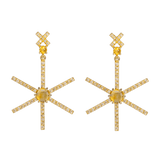 18K star shaped Eardrops with diamonds and citrine by JULI KA fine arts jewelry