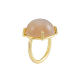 HELLBRAUNER MONDSTEINRING 18K GELBGOLD