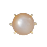 HELLBRAUNER MONDSTEINRING 18K GELBGOLD