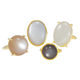 HELLBRAUNER MONDSTEINRING 18K GELBGOLD