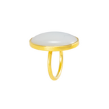 CASHMERE WEISSER RUNDER MOONSTONE RING 18K GELBGOLD
