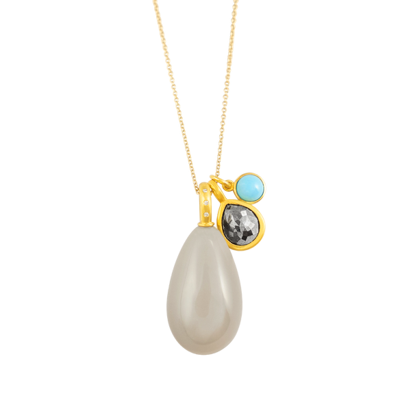 pearshaped diamond pendant gold by JULI KA fine arts jewelry