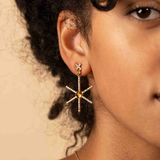 18K star shaped Eardrops with diamonds and citrine by JULI KA fine arts jewelry