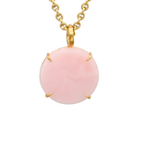SMALL ROUND PINK OPAL PENDANT in 18K YELLOW GOLD