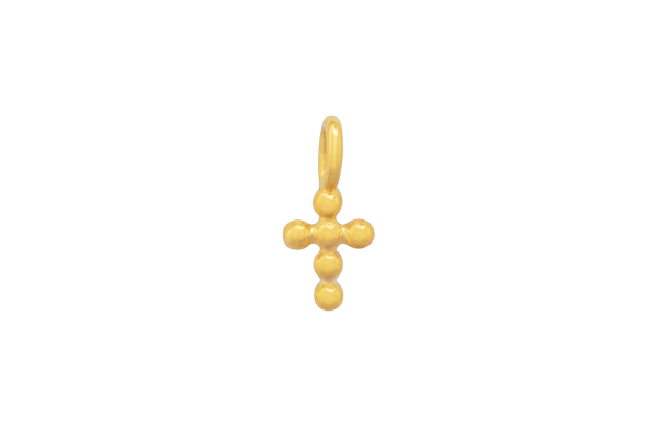 TINY PEARLY CROSS 18K YELLOW GOLD