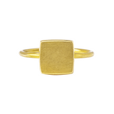 Small Antique Carré Plain Signet Ring 18K Yellow Gold