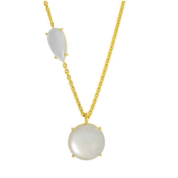 Moonstone necklace 18K Yellow Gold by JULI KA fine arts jewelry