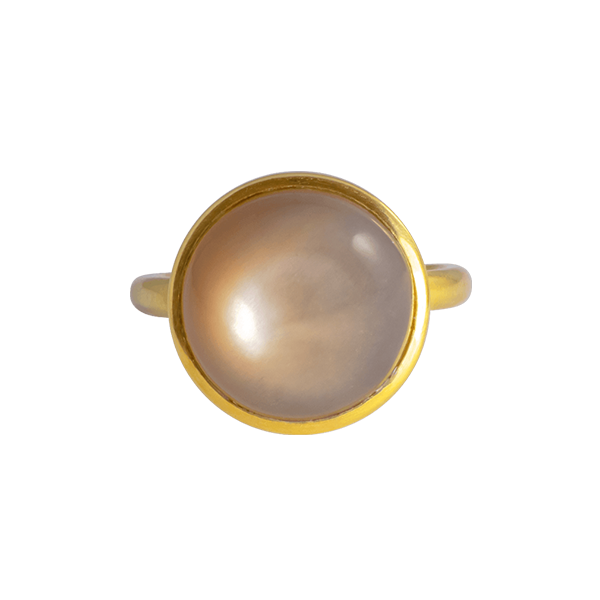 CASHMERE SHINY BROWN MOONSTONE CROWN RING 18K YELLOW GOLD