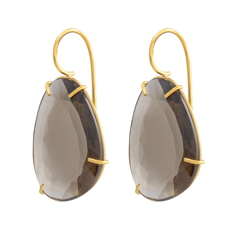 18 K Eardrops with smoky quartz by JULI KA fine arts jewelry
