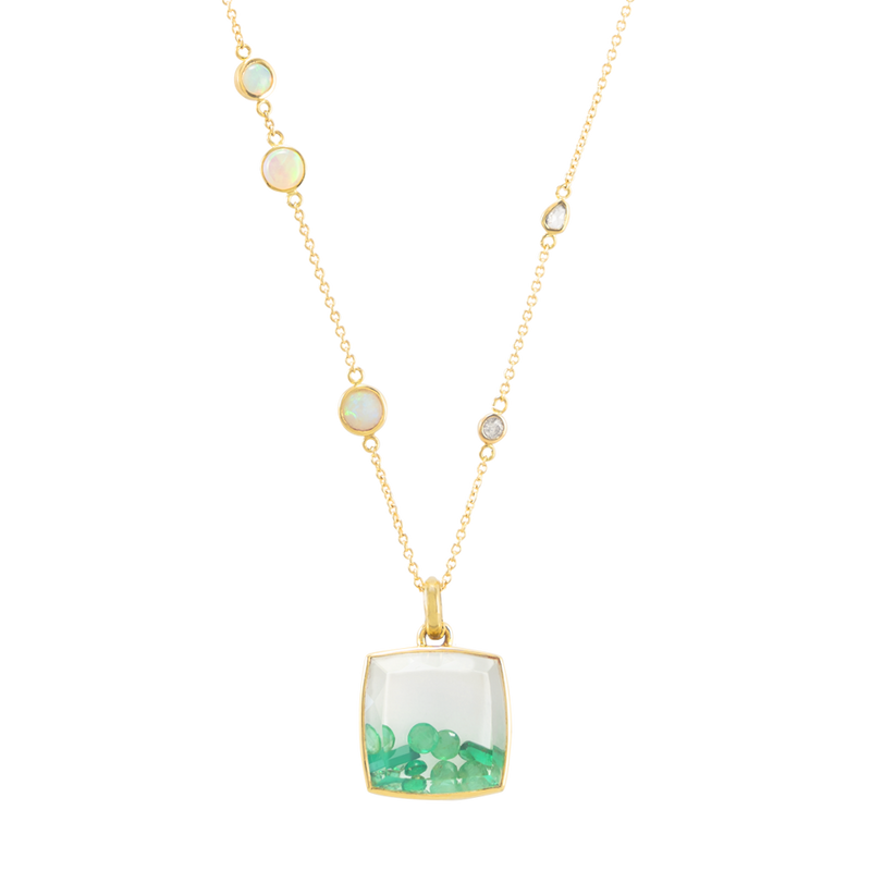 emerald crytsal pendant in gold by JULI KA fine arts jewelry