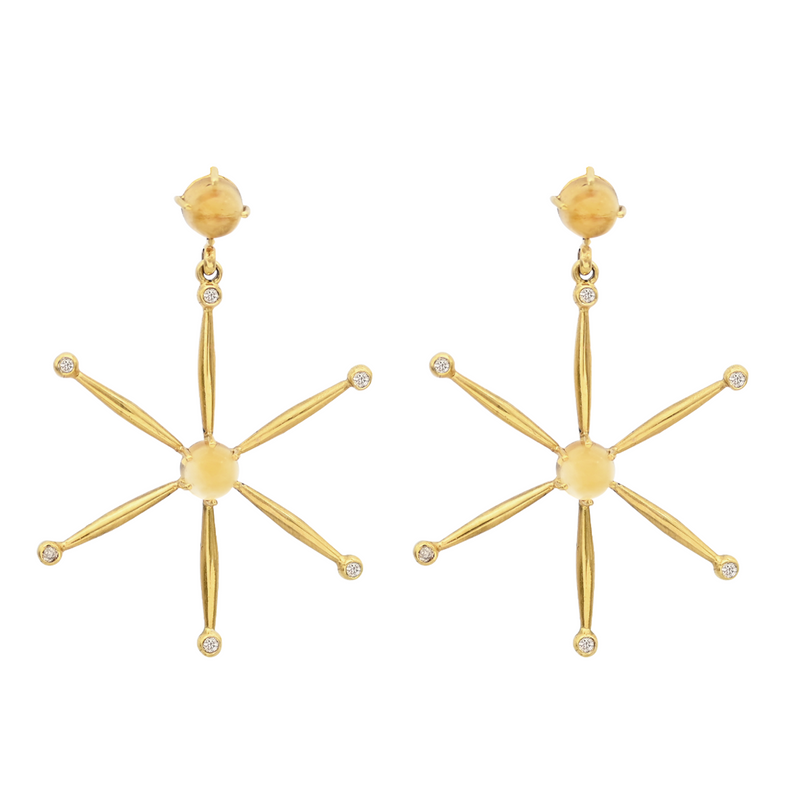 STAR EARRINGS WITH CITRINE IN 18K YELLOW GOLD