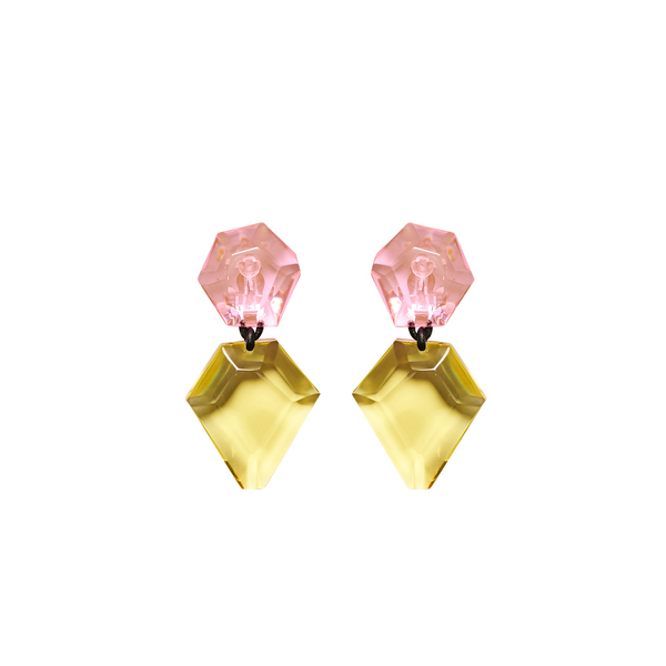 EARCLIPS IN PINK AND YELLOW POLYESTER